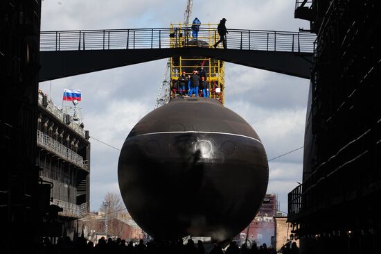Launching the submarine Krasnodar in St. Petersburg