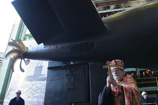 Launching the submarine Krasnodar in St. Petersburg