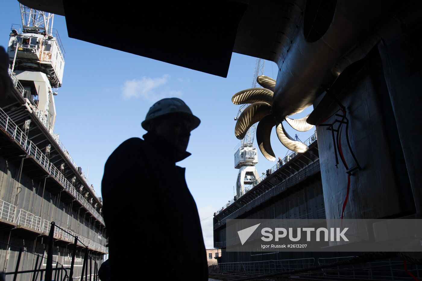 Launching the submarine Krasnodar in St. Petersburg