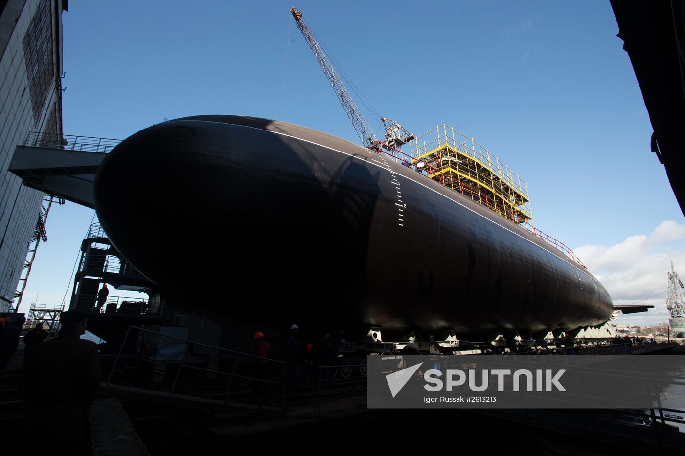Launching the submarine Krasnodar in St. Petersburg