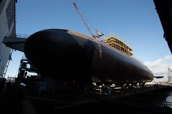 Launching the submarine Krasnodar in St. Petersburg