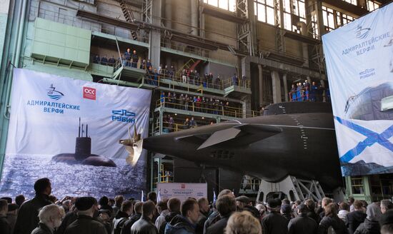 Launching the submarine Krasnodar in St. Petersburg