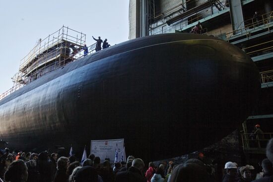 Launching the submarine Krasnodar in St. Petersburg