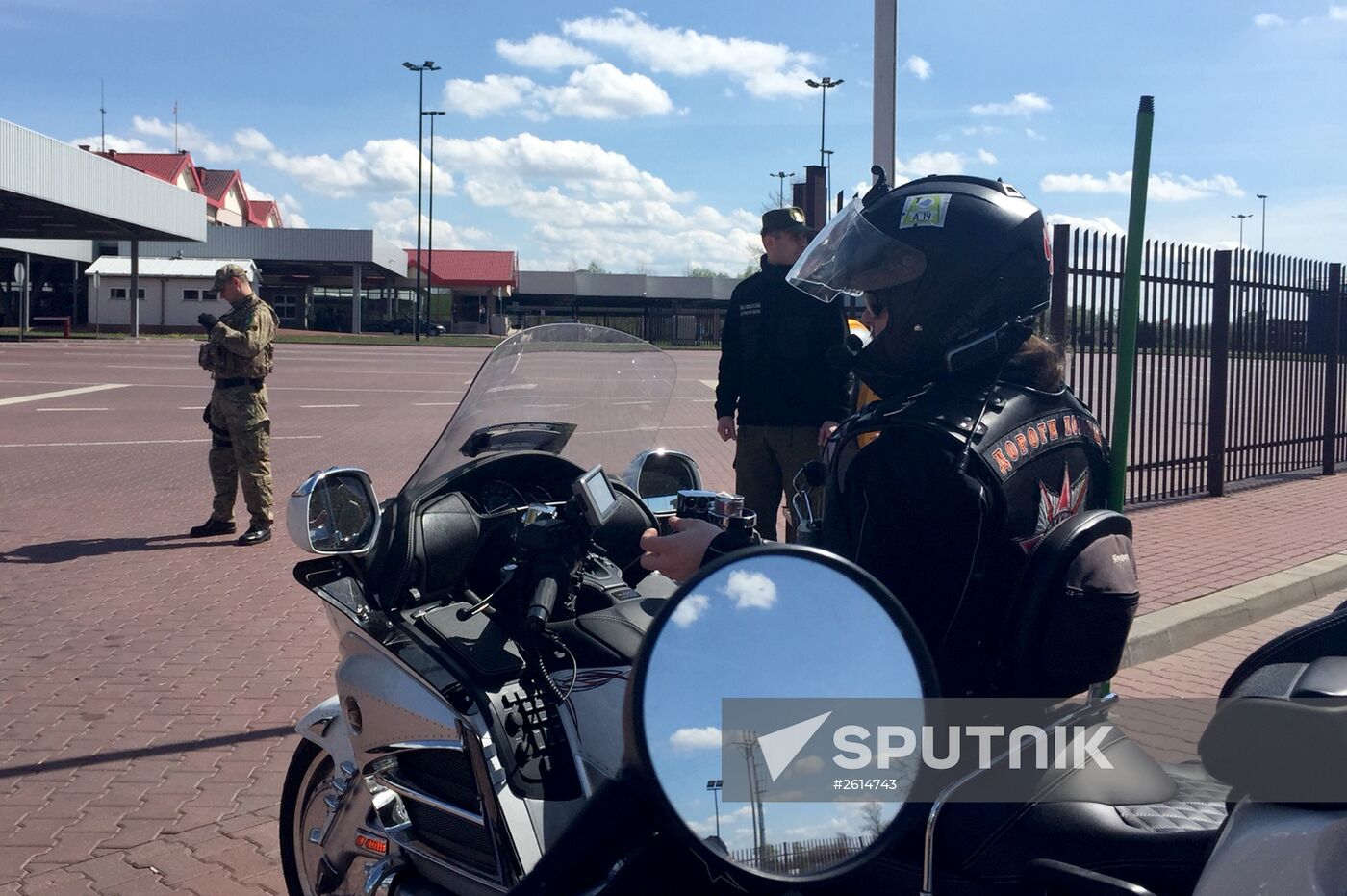 Members of Night Wolves bikers' club on the Belarusian-Polish border