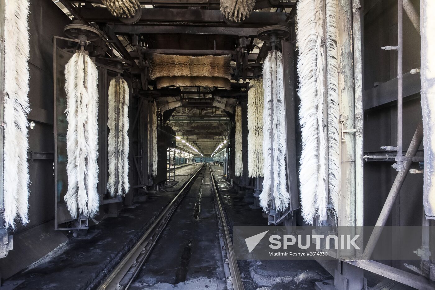 Moscow underground railway carriages' washing and disinfection system