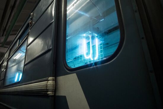 Moscow underground railway carriages' washing and disinfection system