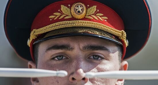 Victory Parade rehearsal by Moscow Garrison's Military Orchestra