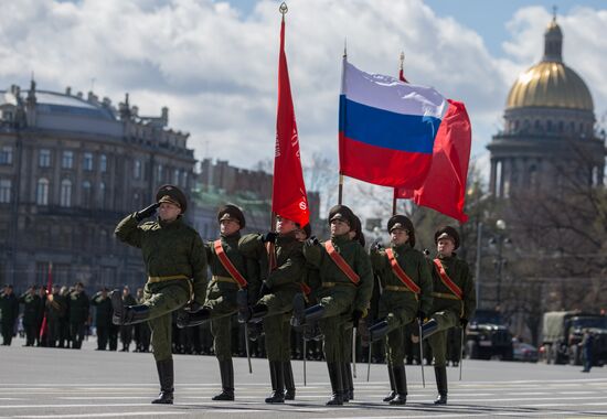 Rehearsing Victory Day parade in St.Petersburg