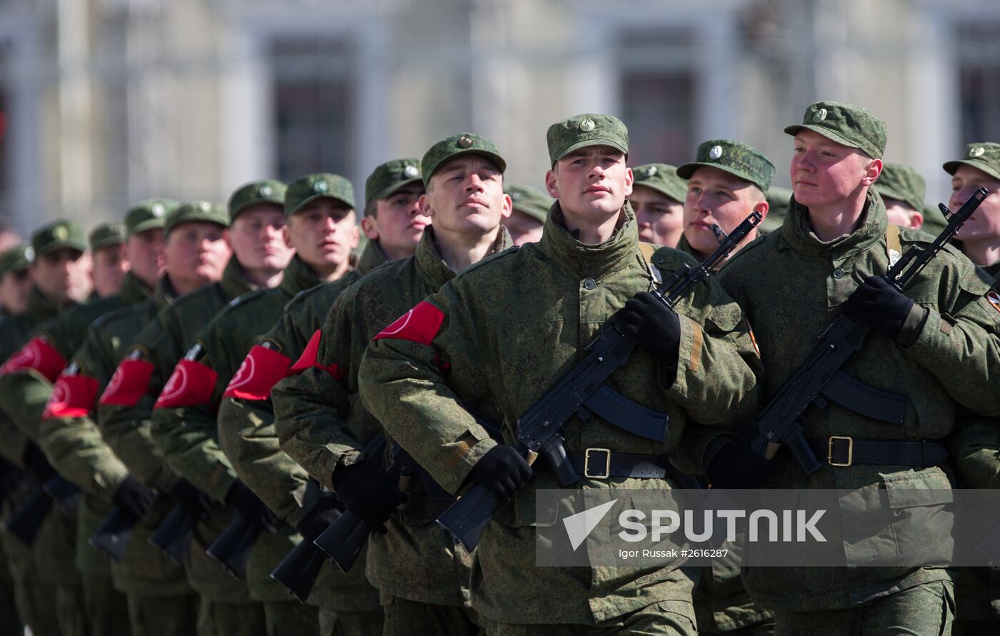 Rehearsing Victory Day parade in St.Petersburg