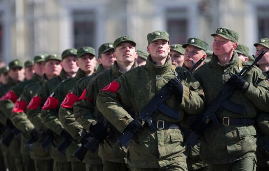 Rehearsing Victory Day parade in St.Petersburg