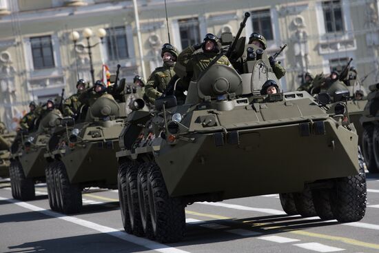 Rehearsing Victory Day parade in St.Petersburg