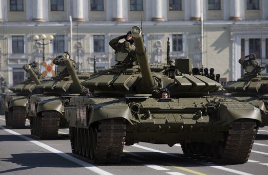 Rehearsing Victory Day parade in St.Petersburg