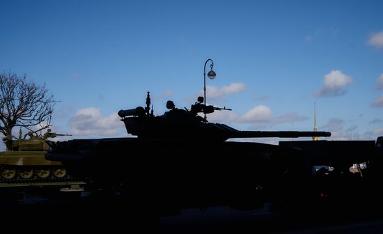 Rehearsing Victory Day parade in St.Petersburg