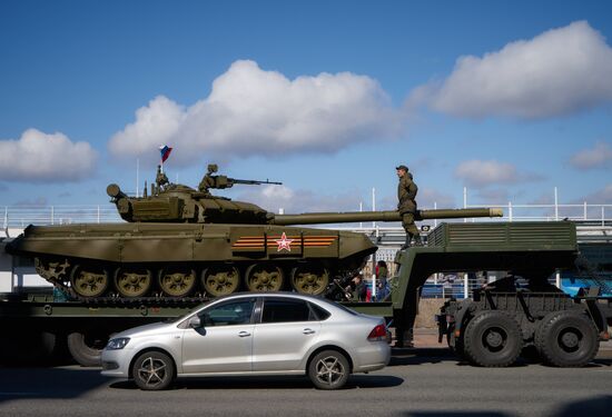 Rehearsing Victory Day parade in St.Petersburg