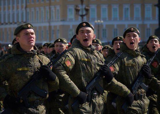 Rehearsing Victory Day parade in St.Petersburg