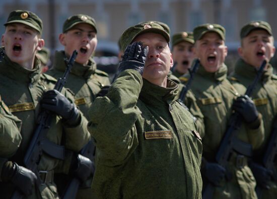 Rehearsing Victory Day parade in St.Petersburg