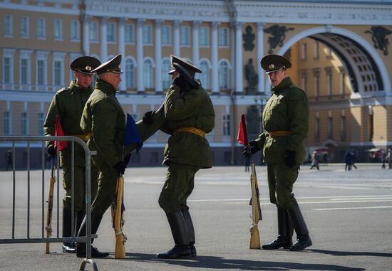 Rehearsing Victory Day parade in St.Petersburg