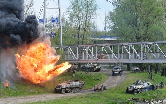 Re-enactment of leberation of Czech city of Ostrava in April 1945