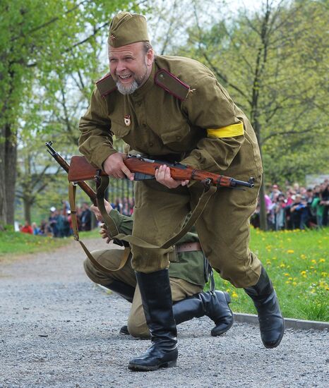 Re-enactment of leberation of Czech city of Ostrava in April 1945