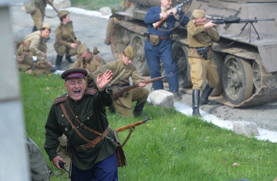 Re-enactment of leberation of Czech city of Ostrava in April 1945