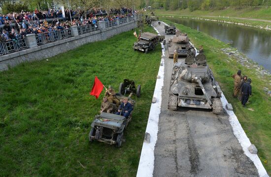 Re-enactment of leberation of Czech city of Ostrava in April 1945