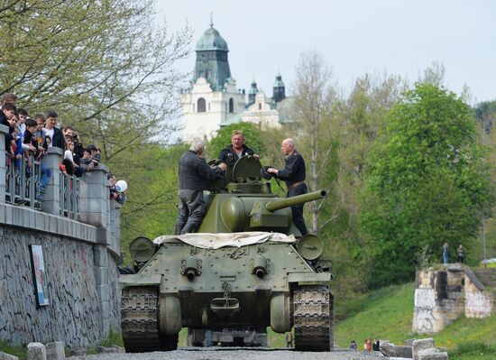 Re-enactment of leberation of Czech city of Ostrava in April 1945