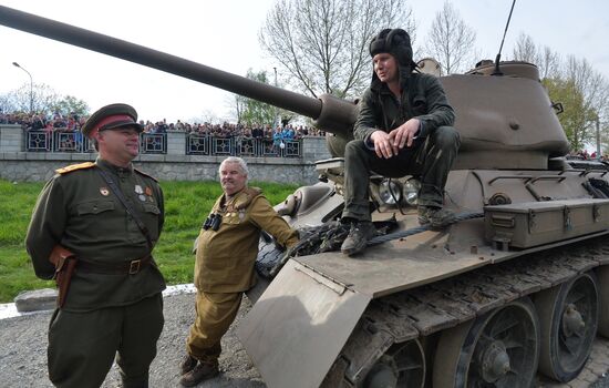 Re-enactment of leberation of Czech city of Ostrava in April 1945