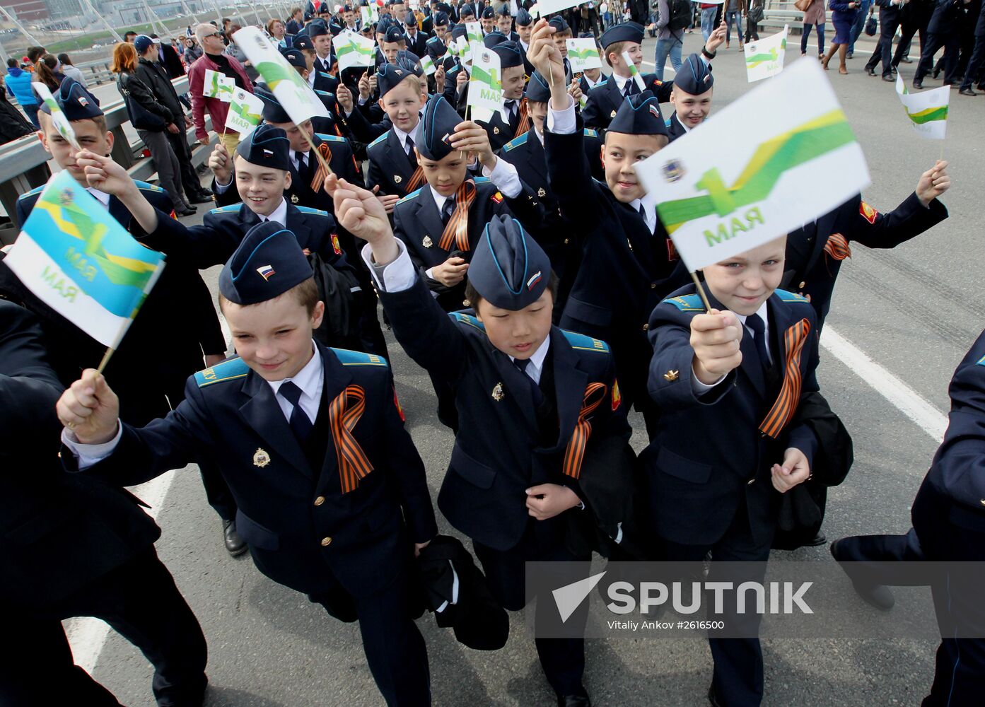 May Day marches across Russia