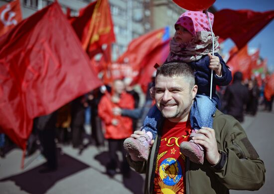 May Day marches across Russia