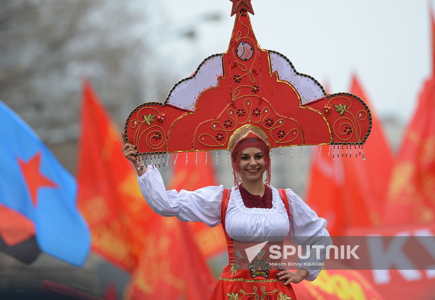 Communist march and rally in Moscow