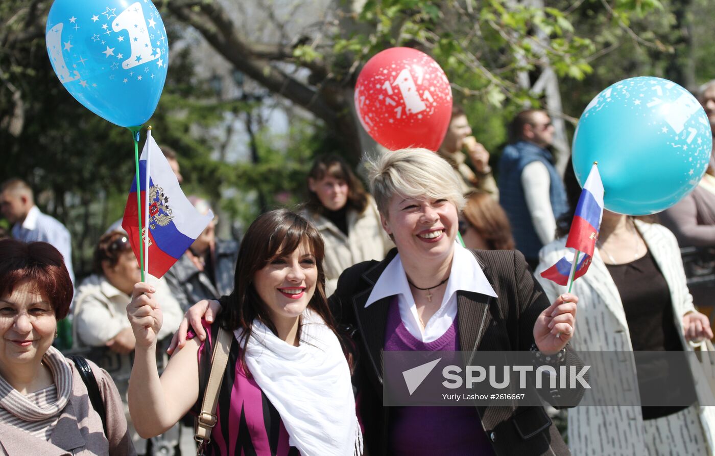 May Day marches across Russia
