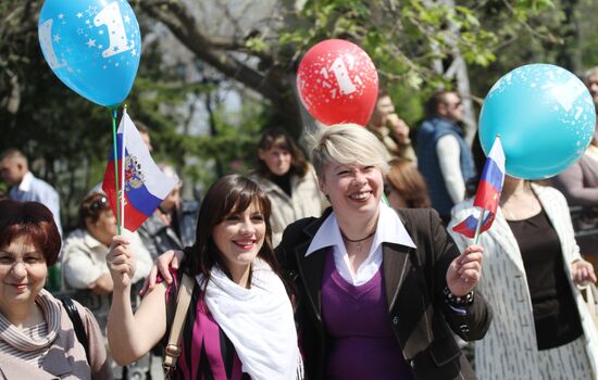 May Day marches across Russia