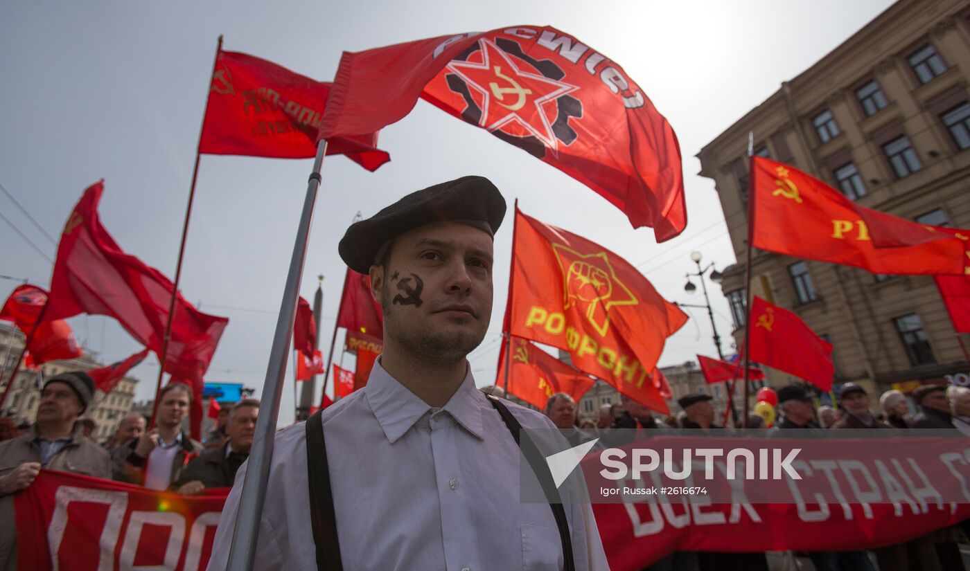 May Day marches across Russia