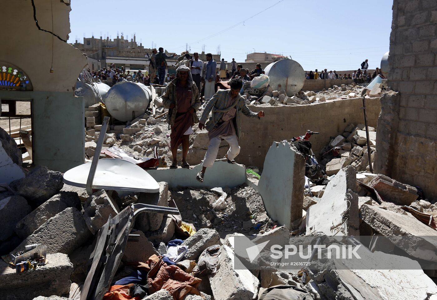 Aftemath of Saudi-led coalition's air raids in Yemeni capital Sanaa