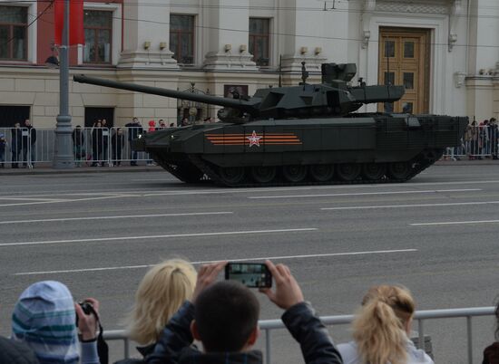 Moscow. Rehearsal for parade marking 70th anniversary of victory in the Great Patriotic War