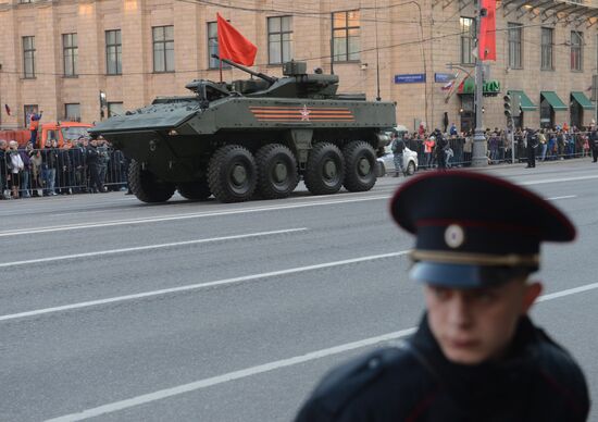 Moscow. Rehearsal for parade marking 70th anniversary of victory in the Great Patriotic War