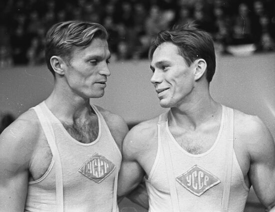 Gymnasts Boris Titov and Yuri Shakhlin