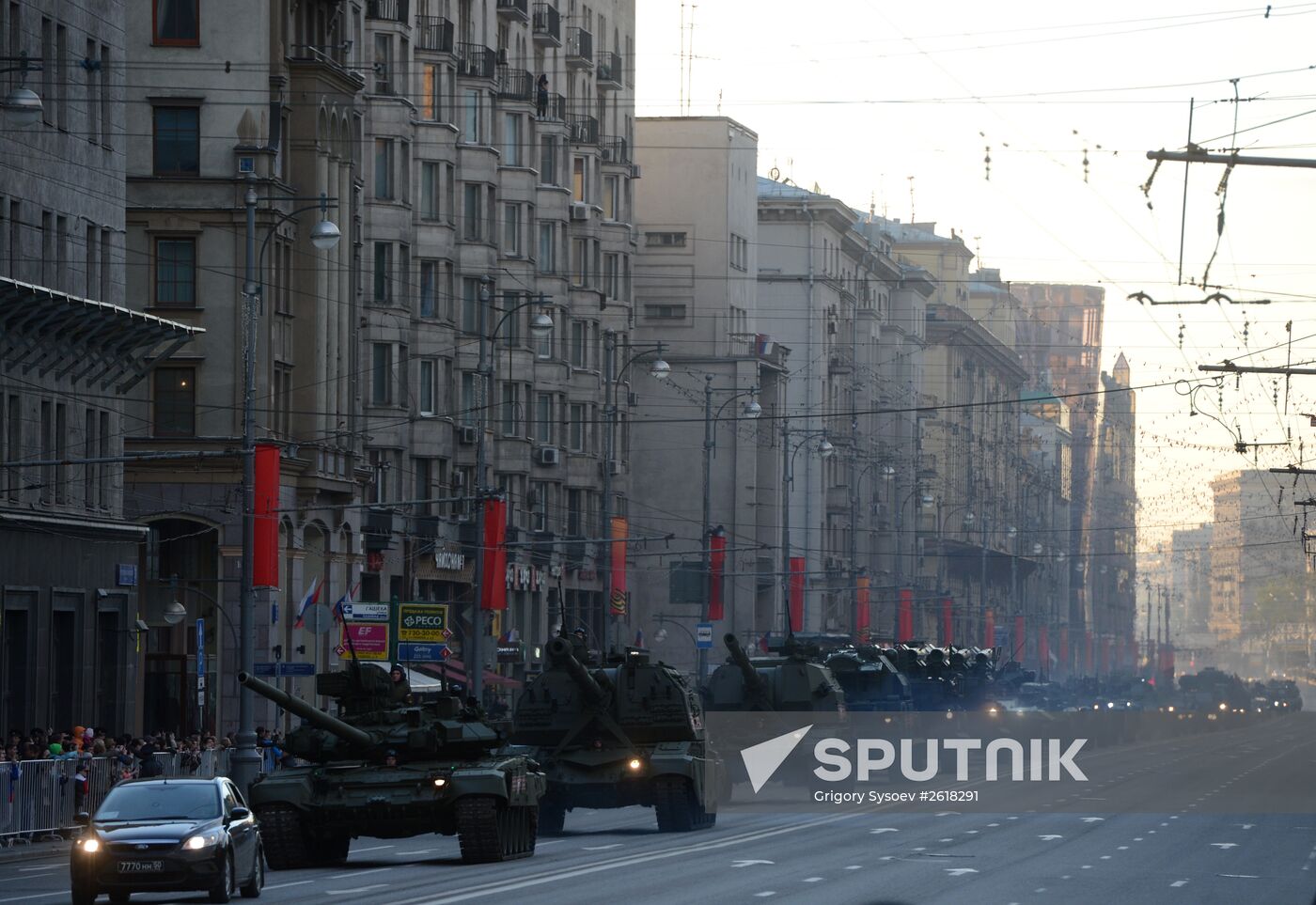 Moscow. Rehearsal for parade marking 70th anniversary of victory in the Great Patriotic War