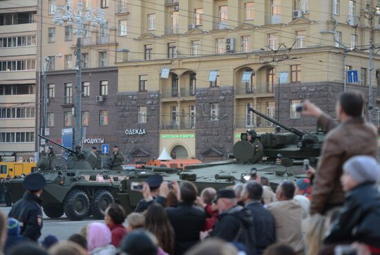 Moscow. Rehearsal for parade marking 70th anniversary of victory in the Great Patriotic War