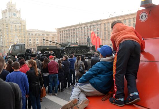 Moscow. Rehearsal for parade marking 70th anniversary of victory in the Great Patriotic War