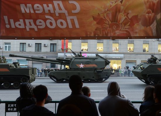 Moscow. Rehearsal for parade marking 70th anniversary of victory in the Great Patriotic War