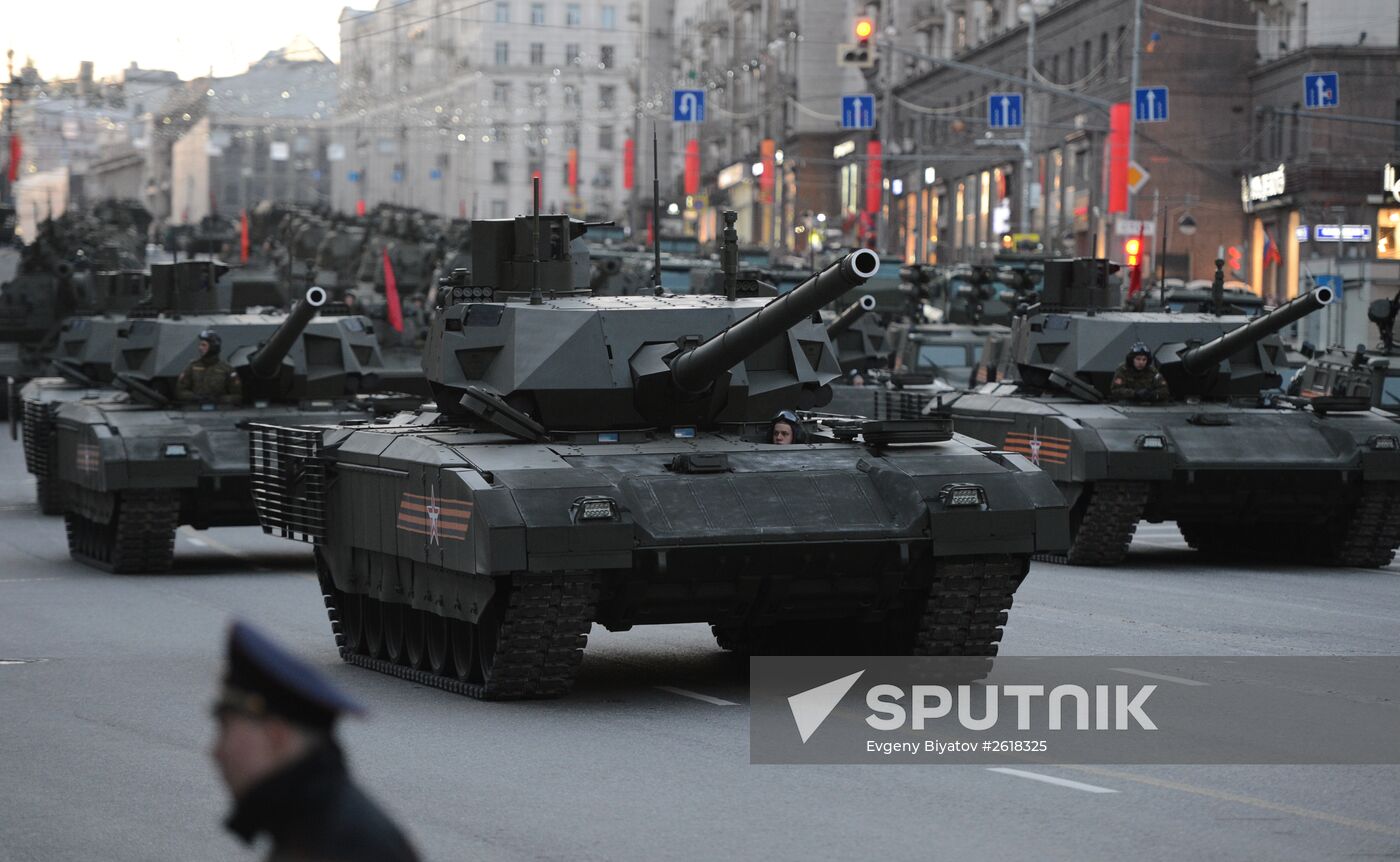 Moscow. Rehearsal for parade marking 70th anniversary of victory in the Great Patriotic War