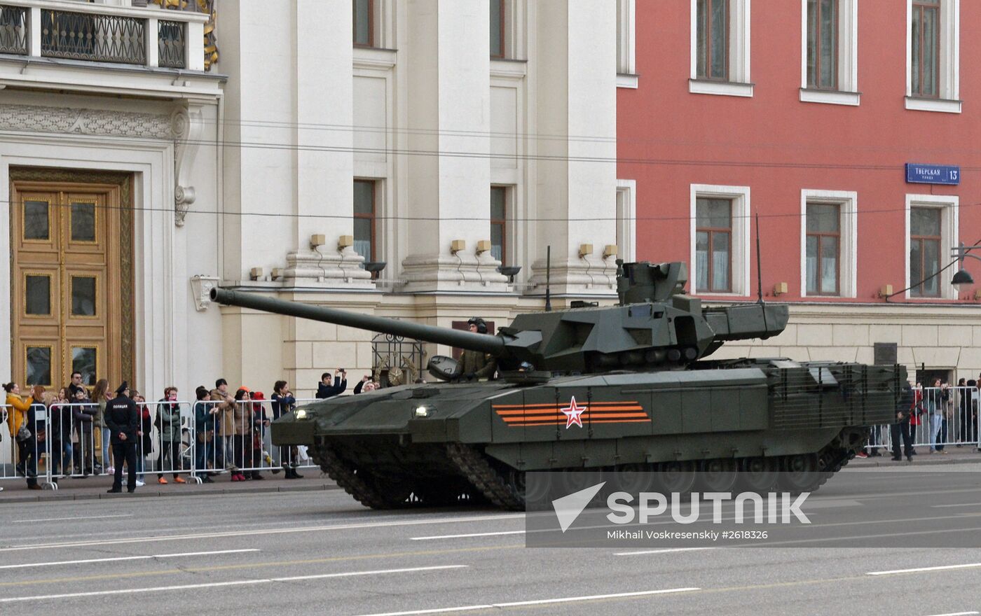 Moscow. Rehearsal for parade marking 70th anniversary of victory in the Great Patriotic War