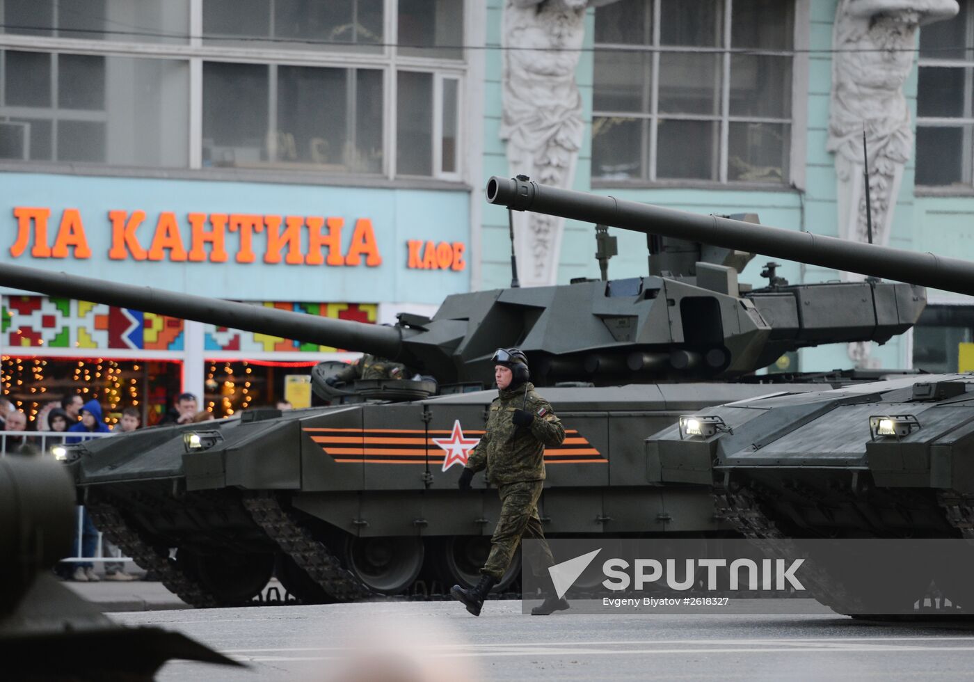 Moscow. Rehearsal for parade marking 70th anniversary of victory in the Great Patriotic War