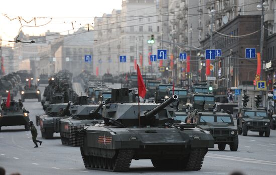 Moscow. Rehearsal for parade marking 70th anniversary of victory in the Great Patriotic War