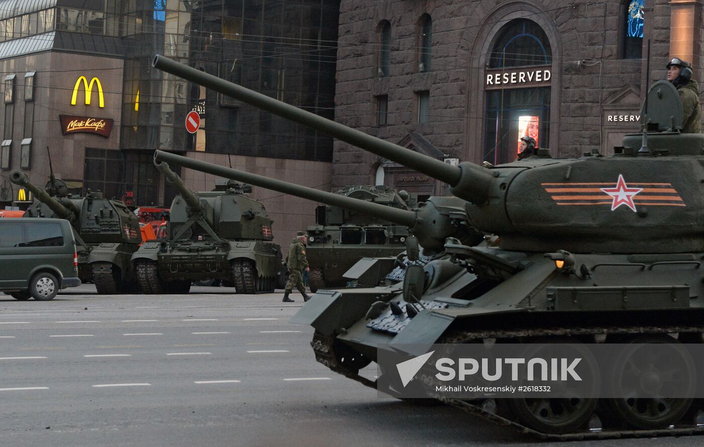 Moscow. Rehearsal for parade marking 70th anniversary of victory in the Great Patriotic War