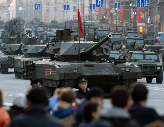 Moscow. Rehearsal for parade marking 70th anniversary of victory in the Great Patriotic War