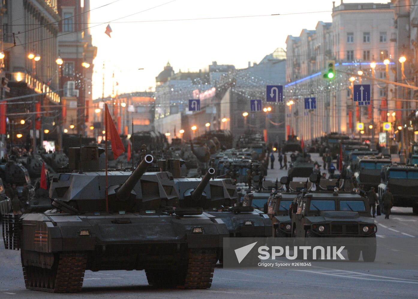 Moscow. Rehearsal for parade marking 70th anniversary of victory in the Great Patriotic War
