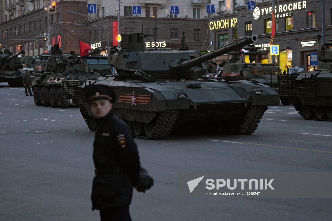 Moscow. Rehearsal for parade marking 70th anniversary of victory in the Great Patriotic War