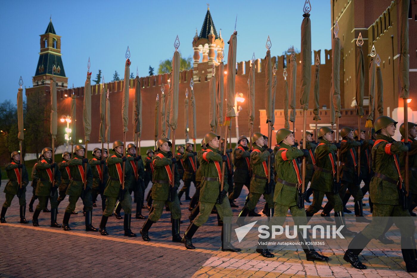 Moscow. Rehearsal for parade marking 70th anniversary of victory in the Great Patriotic War